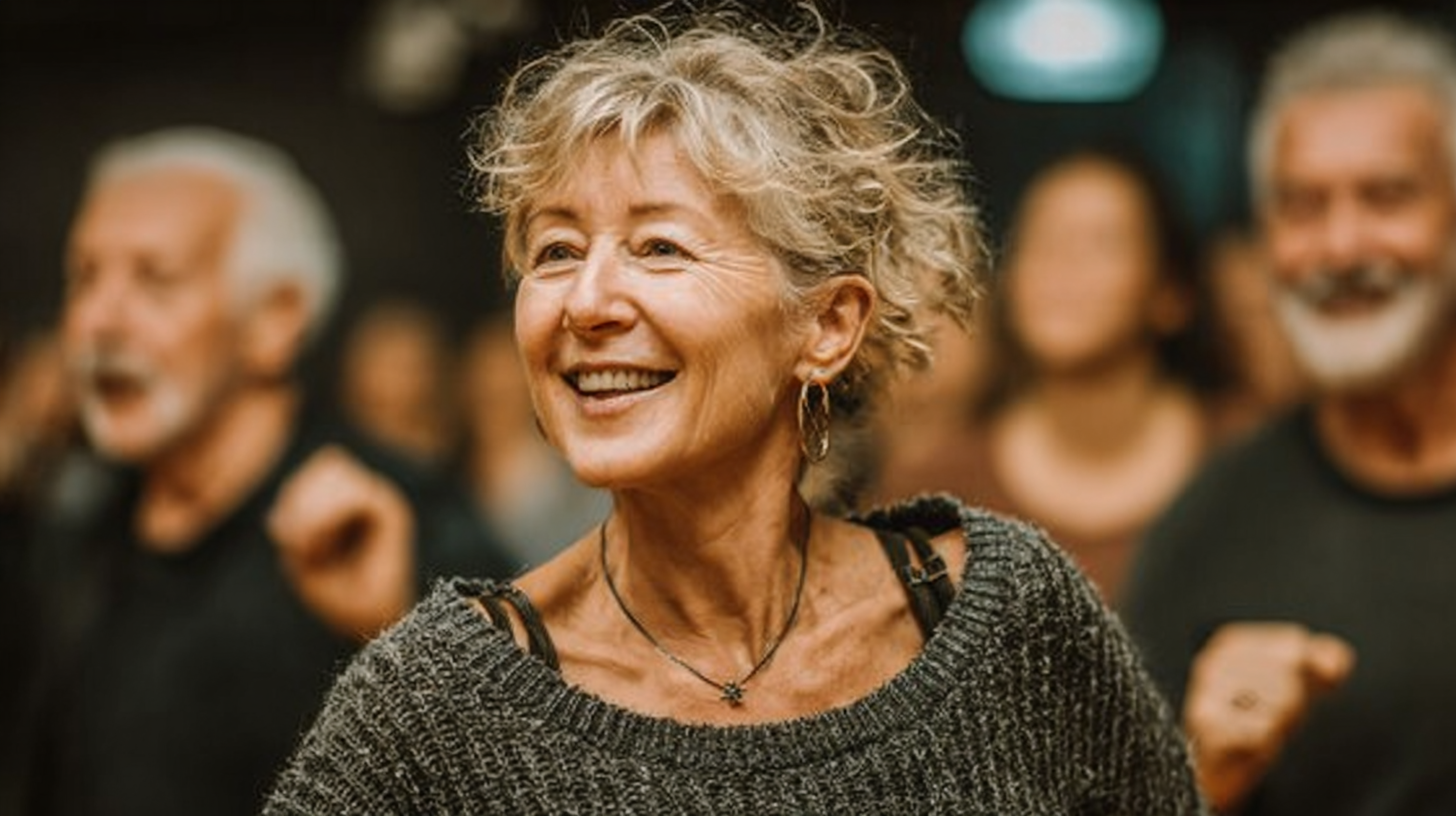 Senior praktizujúci cvičenia na rovnováhu